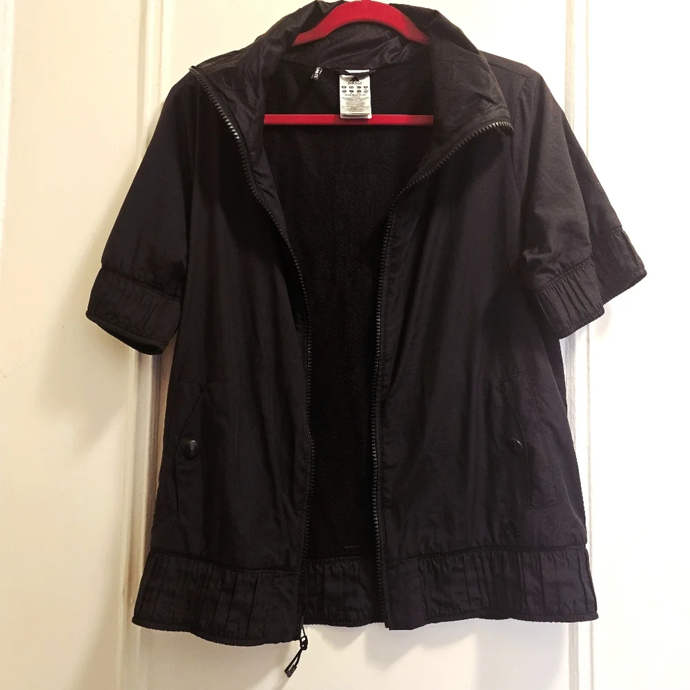 Adidas Climalite Full Zip Short Sleeve Black Runners Jacket - Sz Lg